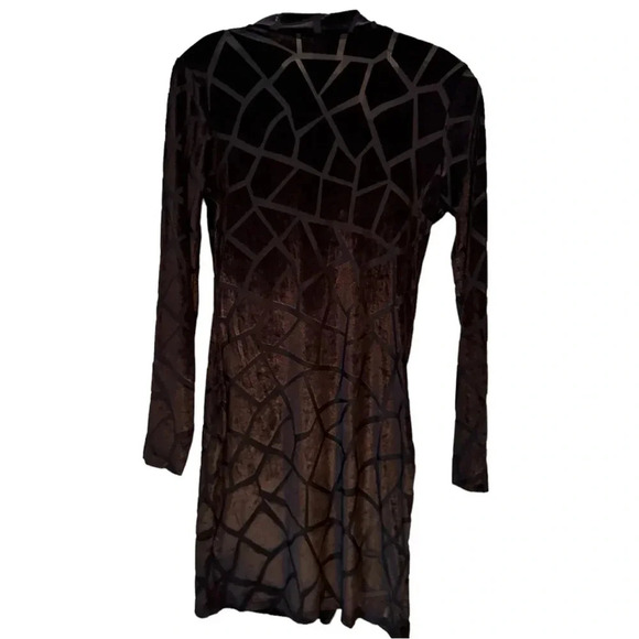 NEW Women’s Sexy Sheer Mesh Boydcon Midi Dress See Through Printed Long Sleeve - Picture 7 of 8